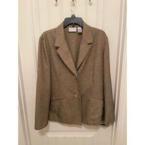 Alfred Dunner Women's Blazer Size 18 Tan Polyester Button Front Classic Fit Jack